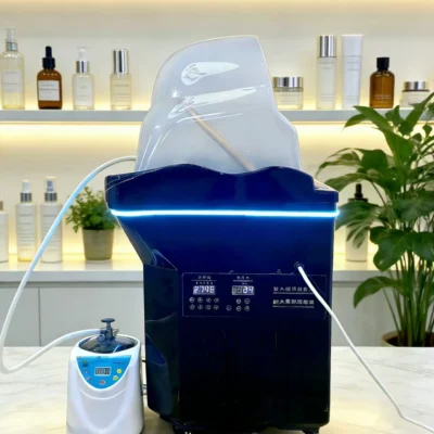 Fauteuil de lavage portable à LED noir pour soins capillaires, lit de spa avec réservoir d'eau pour salons de beauté
