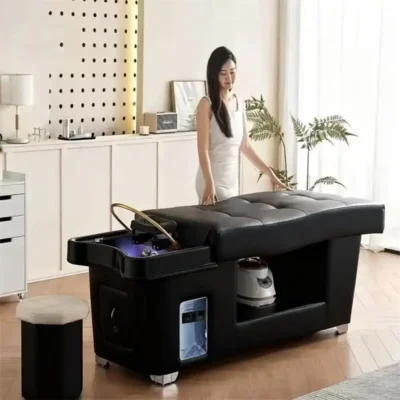 Fauteuil de lavage japonais avec massage et spa capillaire, circulation d'eau et fumigation, mobilier de salon de coiffure