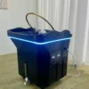 Fauteuil de lavage portable à LED noir pour soins capillaires, lit de spa avec réservoir d'eau pour salons de beauté